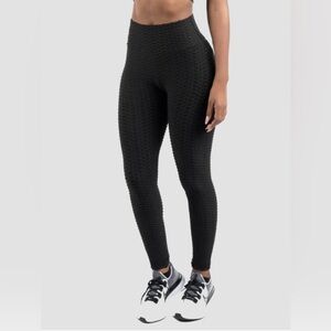 Black Butt-Scrunch Textured Leggings